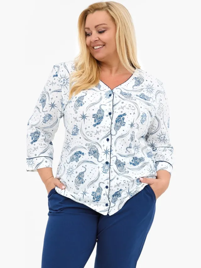 Cornette Katoenen Pyjama Dames Volwassenen Kristin 2 162/446 48 / Wit