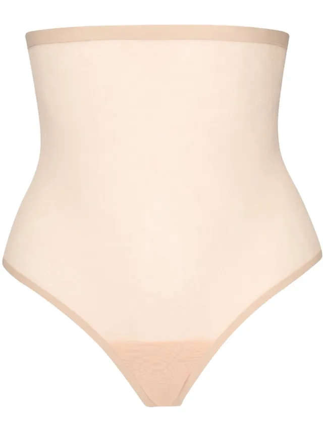 Bye Bra Vormende Tule String met Hoge Taille Beige