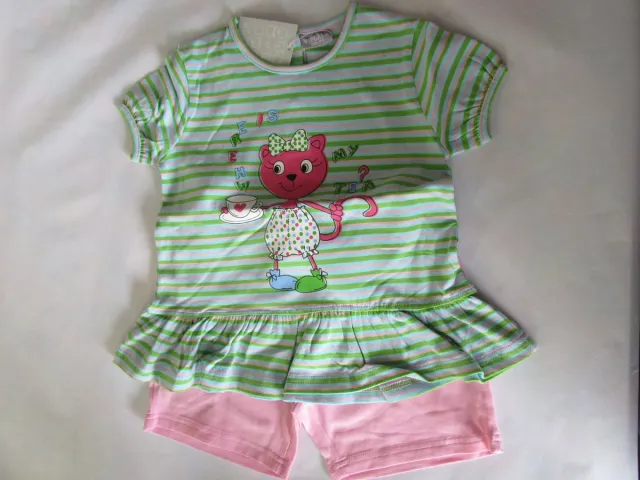 Wiplala Zomer pyjama - Meisje - Streepje roze /groen - 4 jaar 104 roze groen