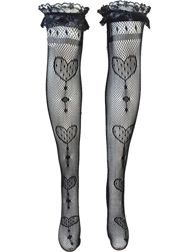BamBella ® - Sokken - Kant - halfhoge kousen net stof zwart