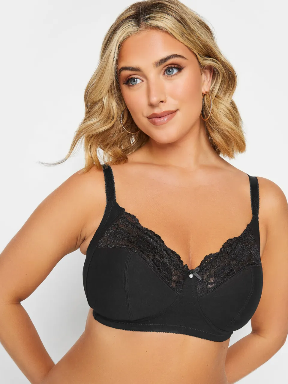 Yours 2 Pack Bh's Zonder Beugel Met Kanten Inzet In Wit/Zwart, foto 2