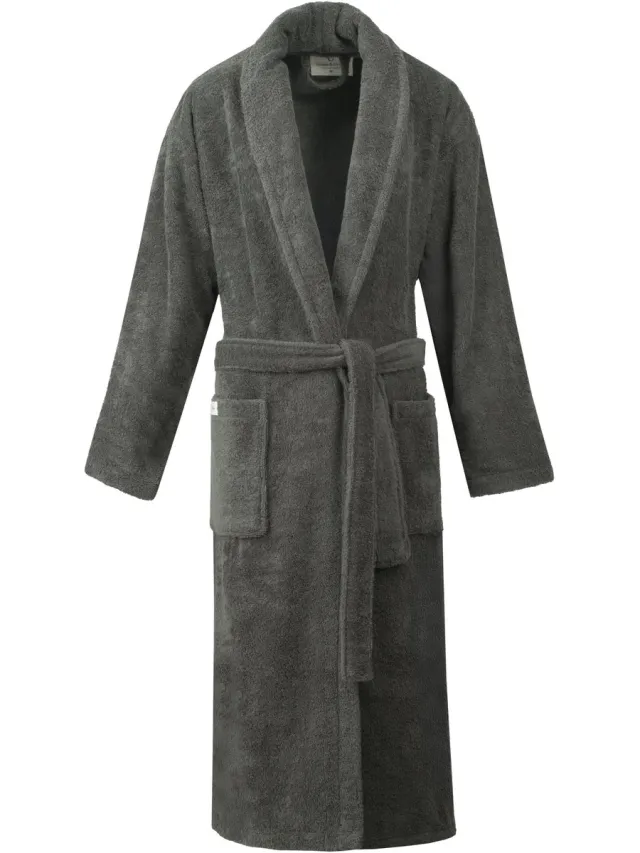 PandaHome L&G - Unisex Badjas - 100% Katoen Badjas - S - Antraciet - Katoen badstof - Sjaalkraag - Badjas dames - Badjas heren - Badjas dames en heren - Ochtendjas