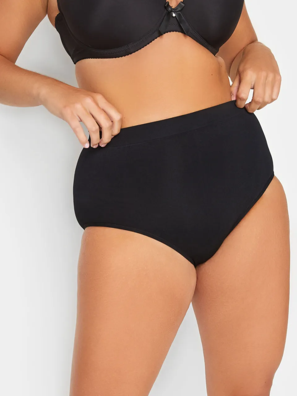 Yours Zwarte Naadloze Licht Corrigerende Hoge Taille Slips Met Volledige Dekking-52, foto 4