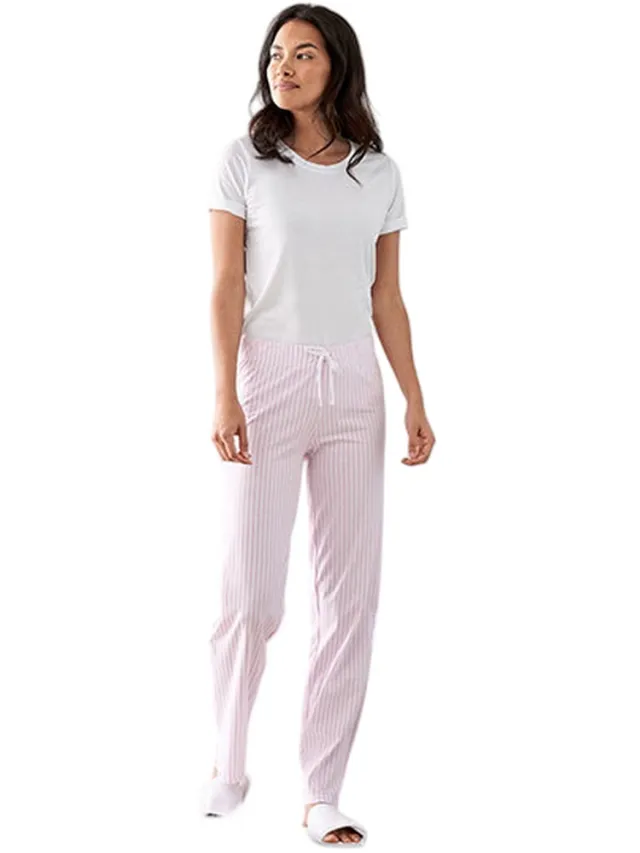 Towel City Dames/Dames stoffen zak pyjamaset (Roze/Wit)