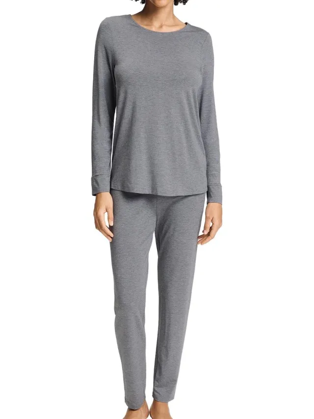 Hanro Dames pyjama Natural Elegance stone melange