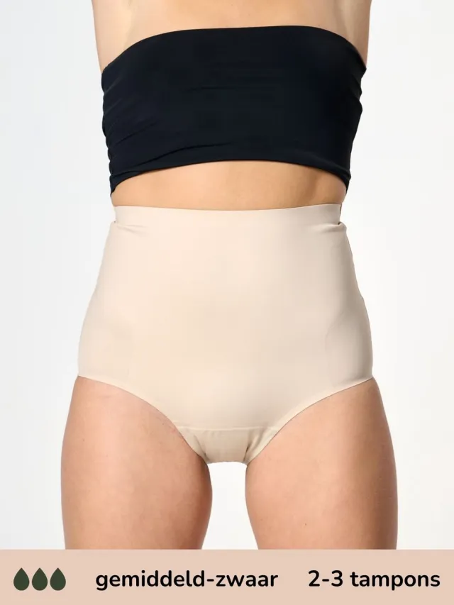 moodies period undies Moodies menstruatie ondergoed dames - Corrigerende Hiphugger - gemiddeld/zwaar (tot 2-3 tampons) - herbruikbaar en wasbaar - beige