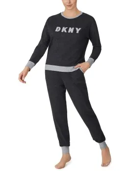 Dkny New Signature Long Sleeve Top and Jogger PJ Grijs,Blauw