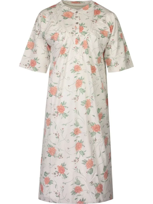 Tenderness Dames Nachthemd - Korte Mouwen - Beige