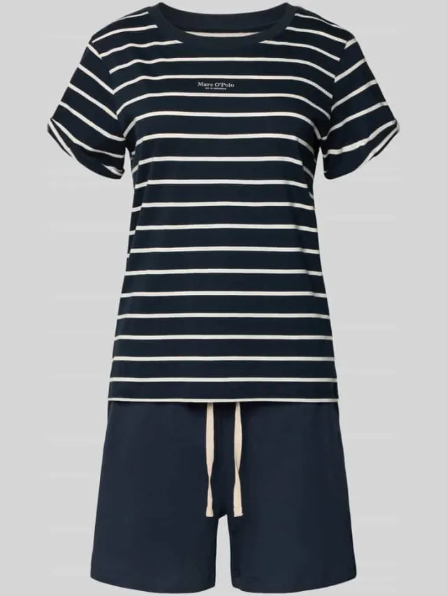 Marc O'Polo regular fit pyjamaset van puur katoen donkerblauw, foto 2