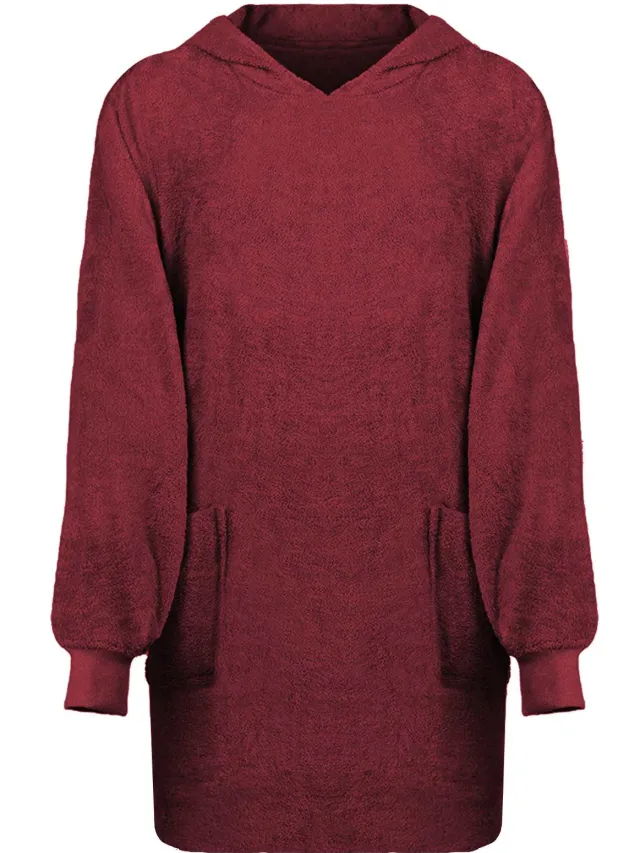 vidaXL Deken hoodie KINN Rood L Katoen, foto 2