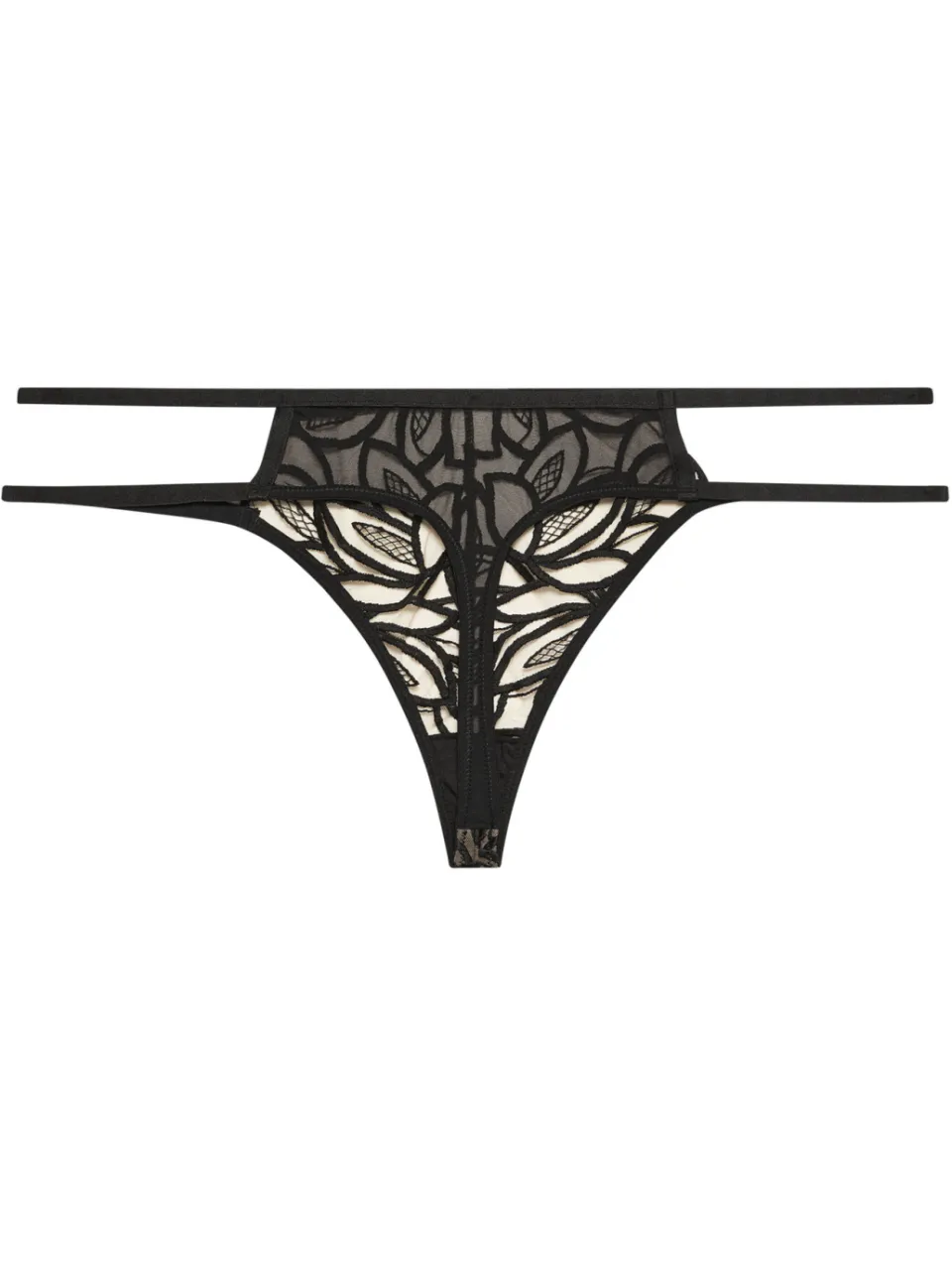 Playful Promises Zwarte Mesh String Met Geborduurde Bandjes, foto 2