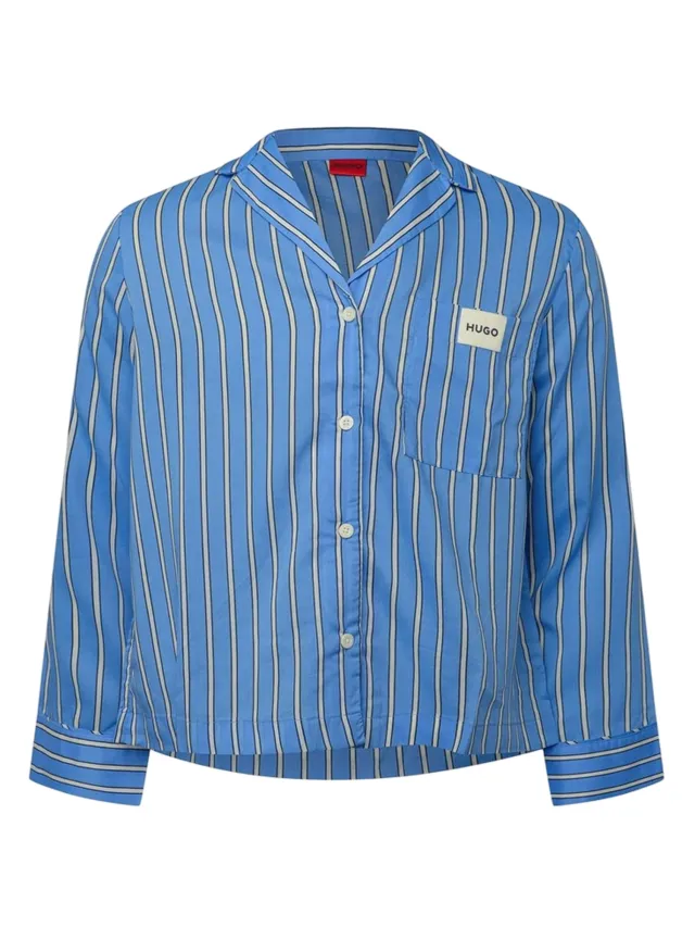 Hugo Pyjamatop met logo voor dames (Blauw)