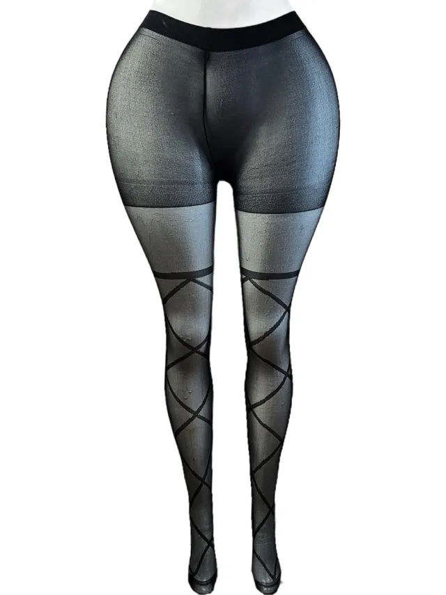 BamBella ® - Panty -Onesize - gaas maillot dunne pantys Dames - Onesize - lingerie van kant zwart