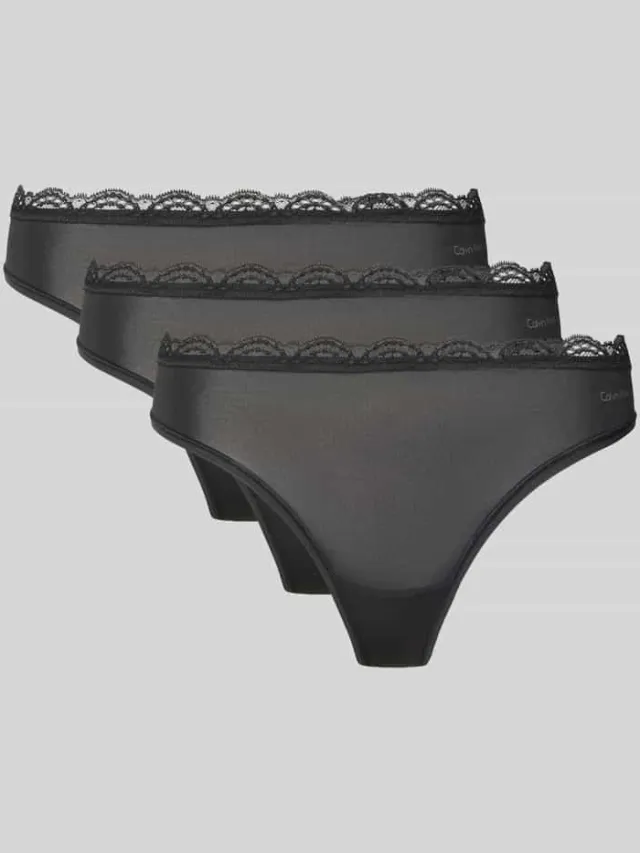 Calvin Klein String met labelprint Zwart