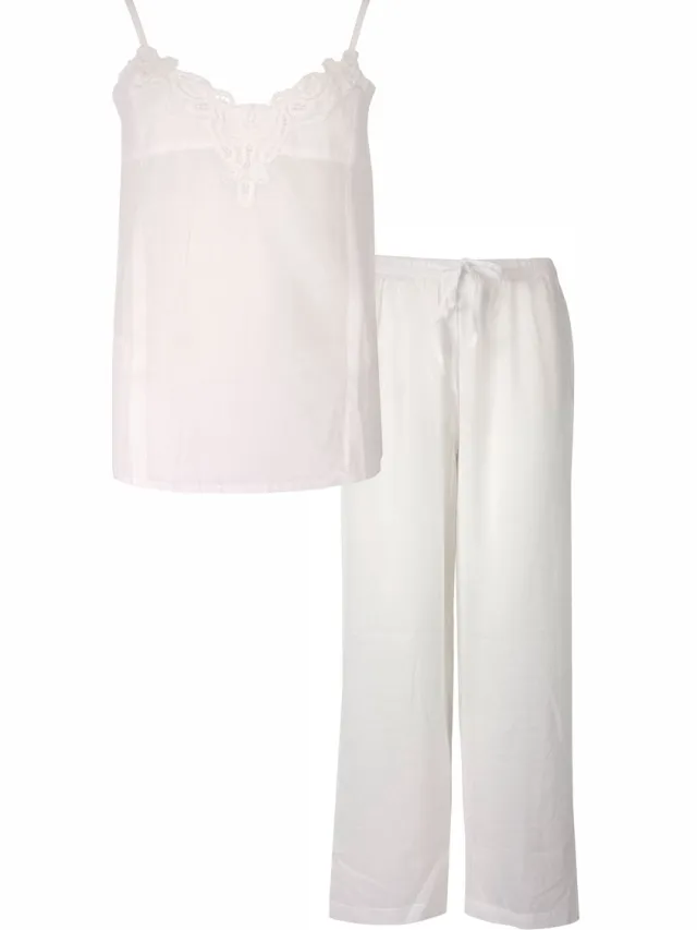 Irresistible Dames Pyjama - Katoen - Spaghetti Bandjes - Wit