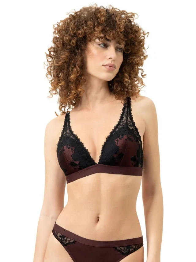 Mey Poetry Dream bralette zonder beugel donkerbruin/zwart