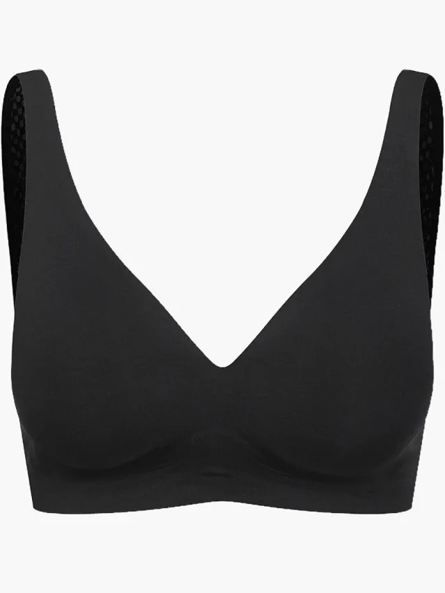 cfab Comfortabele push-up bh met kant - Zwart - M - BH Zonder Beugel Voorgevormd - Ondergoed - Naadlos