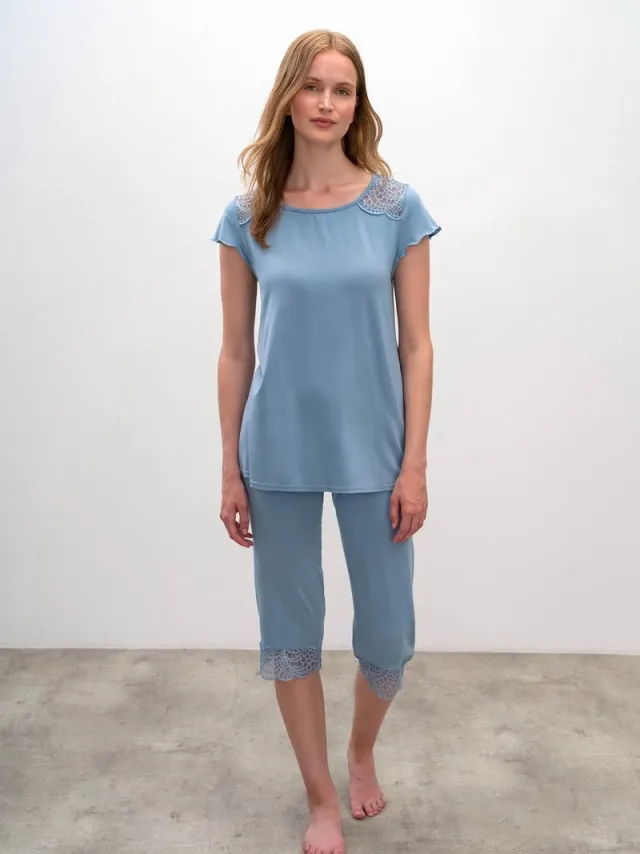 Vamp! Pyama voor dames Micromodal Blue Serene 16152/589 Blauw