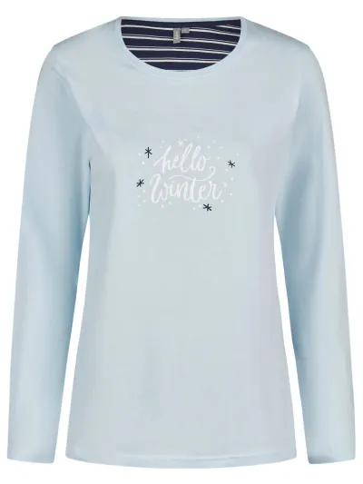 By Louise Dames pyjama set lang katoen lichtblauw blauw, foto 2
