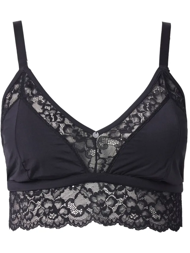 TruYou Dames - TruYou bralette satijn doorzichtig kant - Zwart