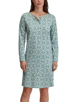 Calida Ornament Nights Long Sleeve Nightdress D1 * Actie * Versch.kleure/Patroon,Blauw