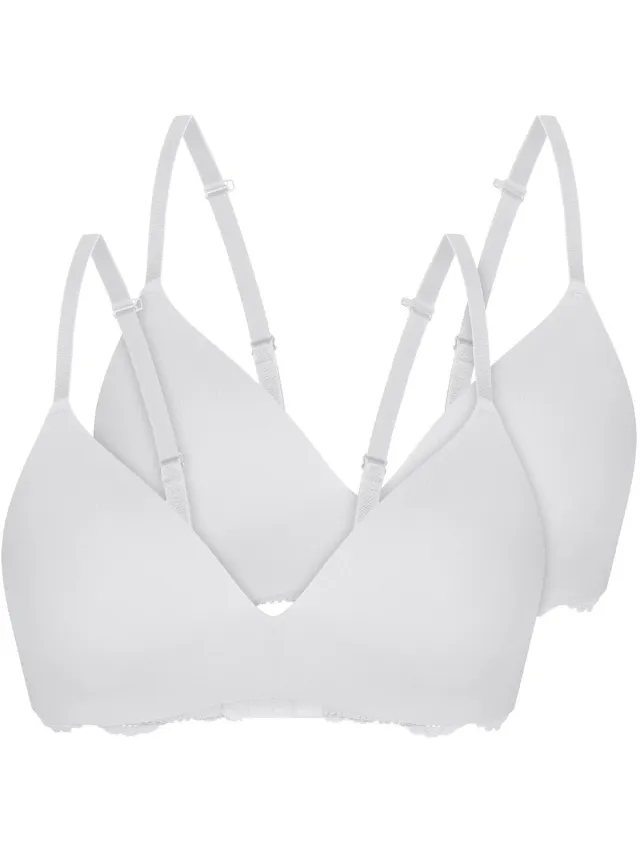 Sassa 2-pack Zachte bh Inzetstuk Classic Lace wit
