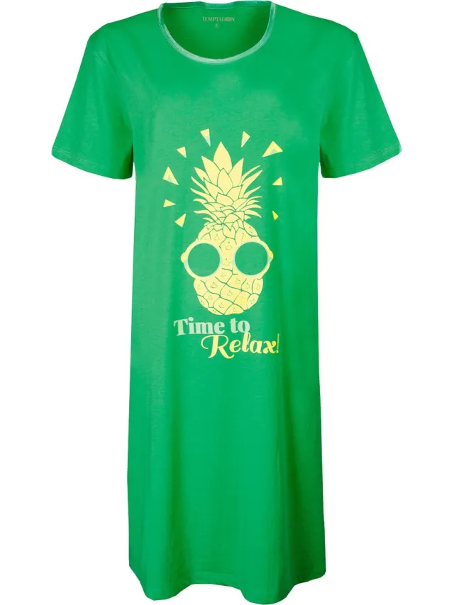 Temptation Dames Nachthemd - Bigshirt - Groen