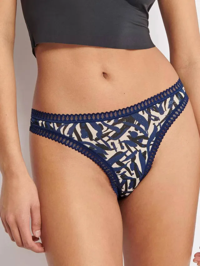 Sloggi GO string blauw/zwart/ecru