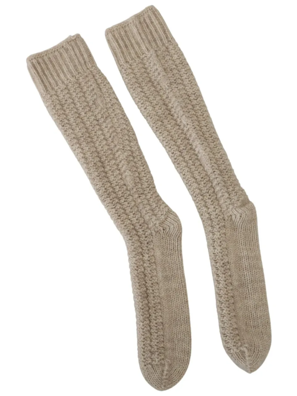 Dolce & Gabbana Chic Beige Wolmix Over-de-Knie Dames Sokken, foto 2