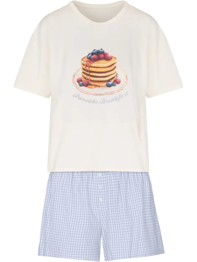 Hunkemöller Pyjama Set with Short and T-shirt Wit