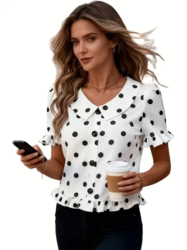 Currero Topje Dames Polkadots - Mouwloze Top - Singlet - Kleding - Shirt - Blouse - Kort - Volwassen - Wit