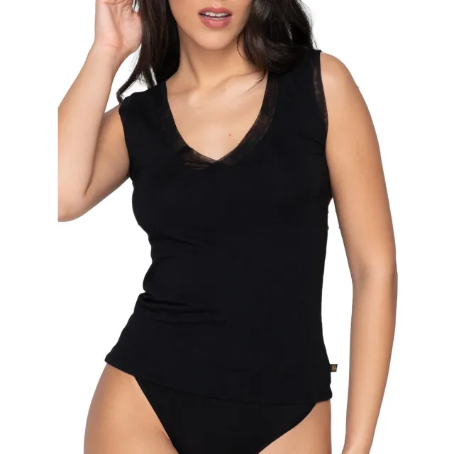 Luna Splendida Cotton Touch mouwloze V-hals top zwart
