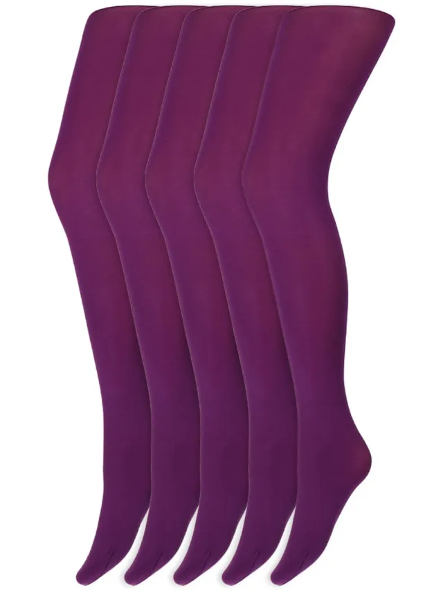 Marianne Gekleurde Panty’S | Micro | 60 Denier | Merk: Marianne | Maat: S T/M Xxl | Kleur: Paars | 5 Paar