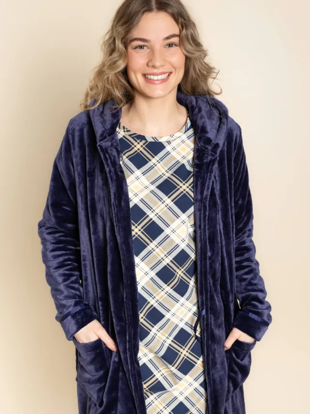 Charlie Choe fleece badjas - donkerblauw, foto 4
