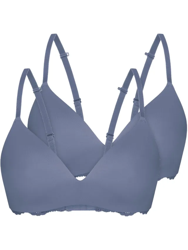 Sassa 2-pack Zachte bh Inzetstuk Classic Lace stoffig grijs