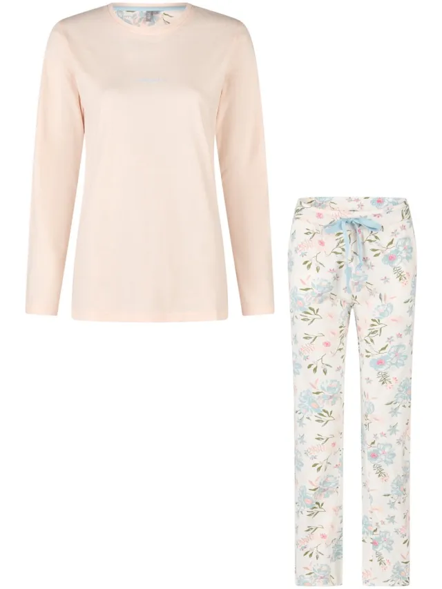 By Louise Dames Pyjama Set Lang Roze/Wit Gebloemd