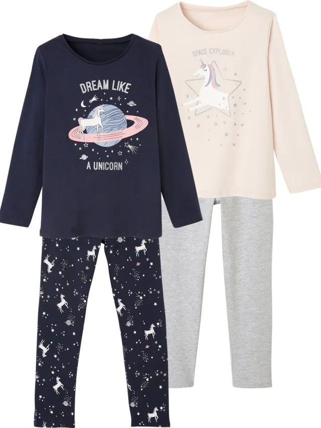 vertbaudet Set van 2 eenhoornpyjama's ROZE SET