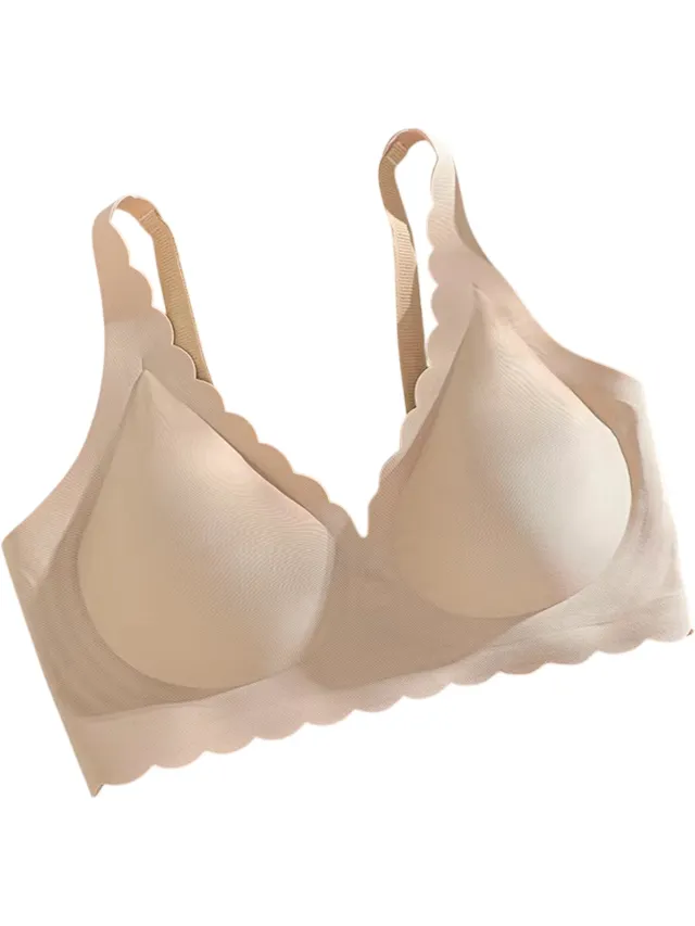 rimmo Naadloze ice silk BH dames – comfortabele draadloze bralette - comfort BH zonder beugel, zonder naden, zachte ondersteuning & lingerie voor dagelijks gebruik - Beige