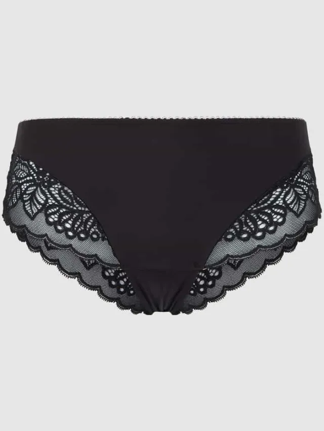 Triumph Slip met contrastgarnering, model 'Amourette' Zwart