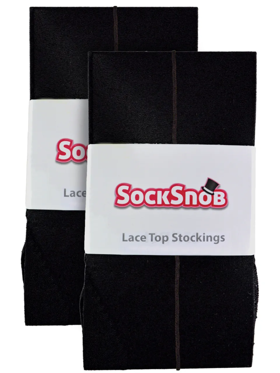 Sock Snob 2 paar dameskousen met kanten bovenkant - Zwart Zwart, foto 2
