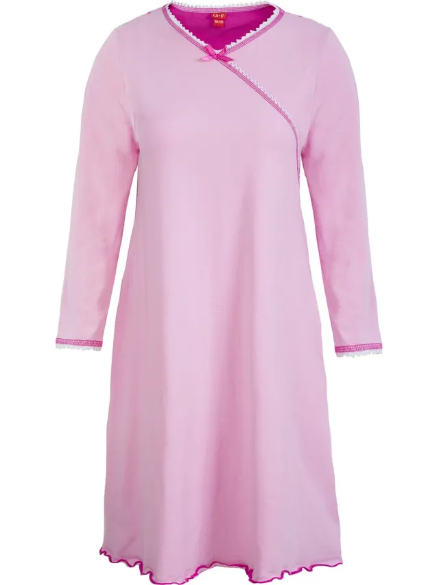 La V Meisjesnachthemd V hals Rose 128-134
