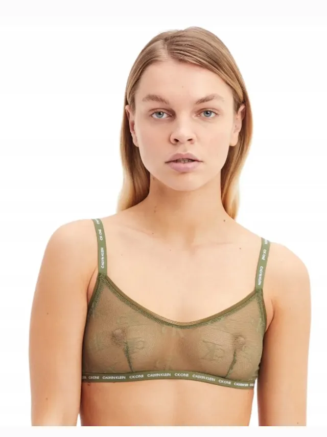 Calvin Klein Khaki Mesh Beha - S - Logo - Dames