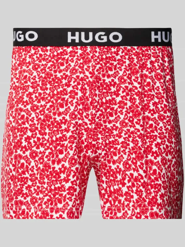 Hugo Regular fit korte pyjamabroek met elastische band met label Rood