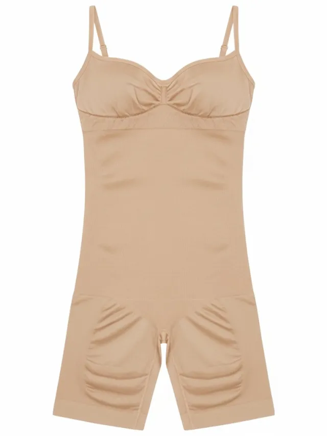 TAFUER Shapewear Dames Bodysuit - Corrigerend Ondergoed - Buik, Taille en Heup Ondersteuning - Comfortabel en Elastisch - Beige - 1 Stuk