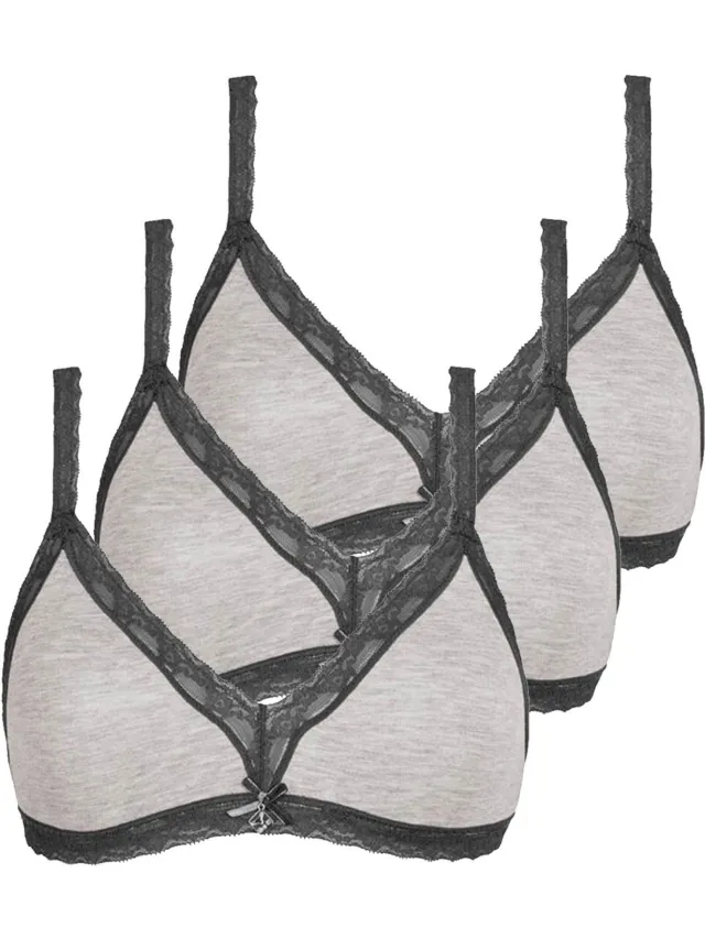 Like it! 3-pack bralettes Kim antraciet