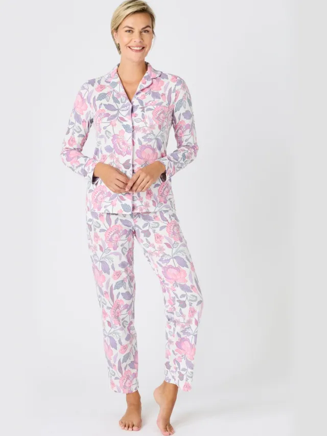 Damart Pyjama van jerseytricot met knopen - Dames - Roze - 46-48 (L)