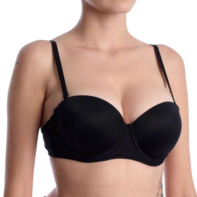 Lormar Vrouwen Ondersteunende Push-up Bh PURA-BANDEAU Zwart