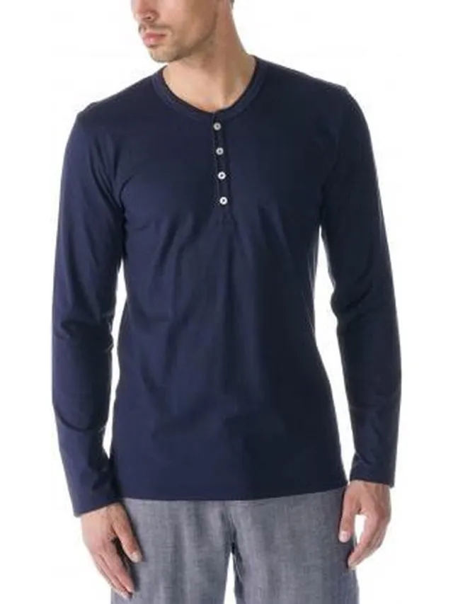 Mey Shirt Homewear Lange Mouw Heren 61564 668 yacht blue
