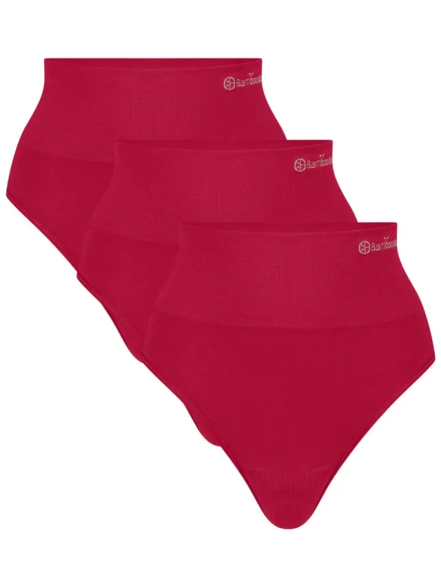 Bamboo Basics seamless corrigerende high waist string Zoey (set van 3) rood, foto 2