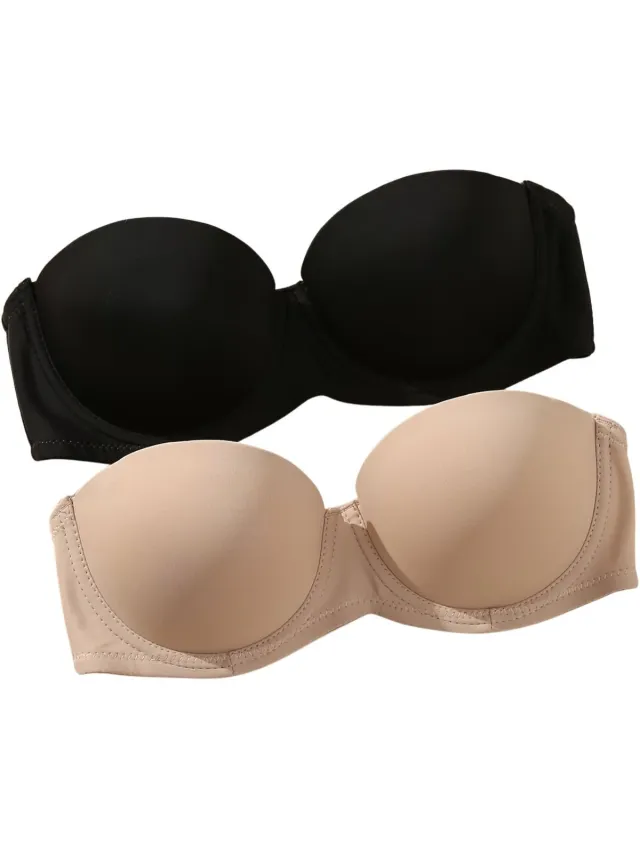 Currero BH Zonder Beugel - Strapless - Zonder Bandjes - Met Voorsluiting - Push-up Bh's - Comfort Beha - Comfortabel - Grote Sluiting - Veelkleurig A - Cupmaat